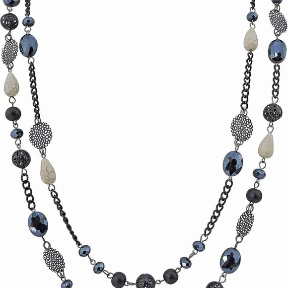Long Necklaces for Women Trendy, Boho Layered Crystal Beaded Collar Necklaces fo - Picture 1 of 7